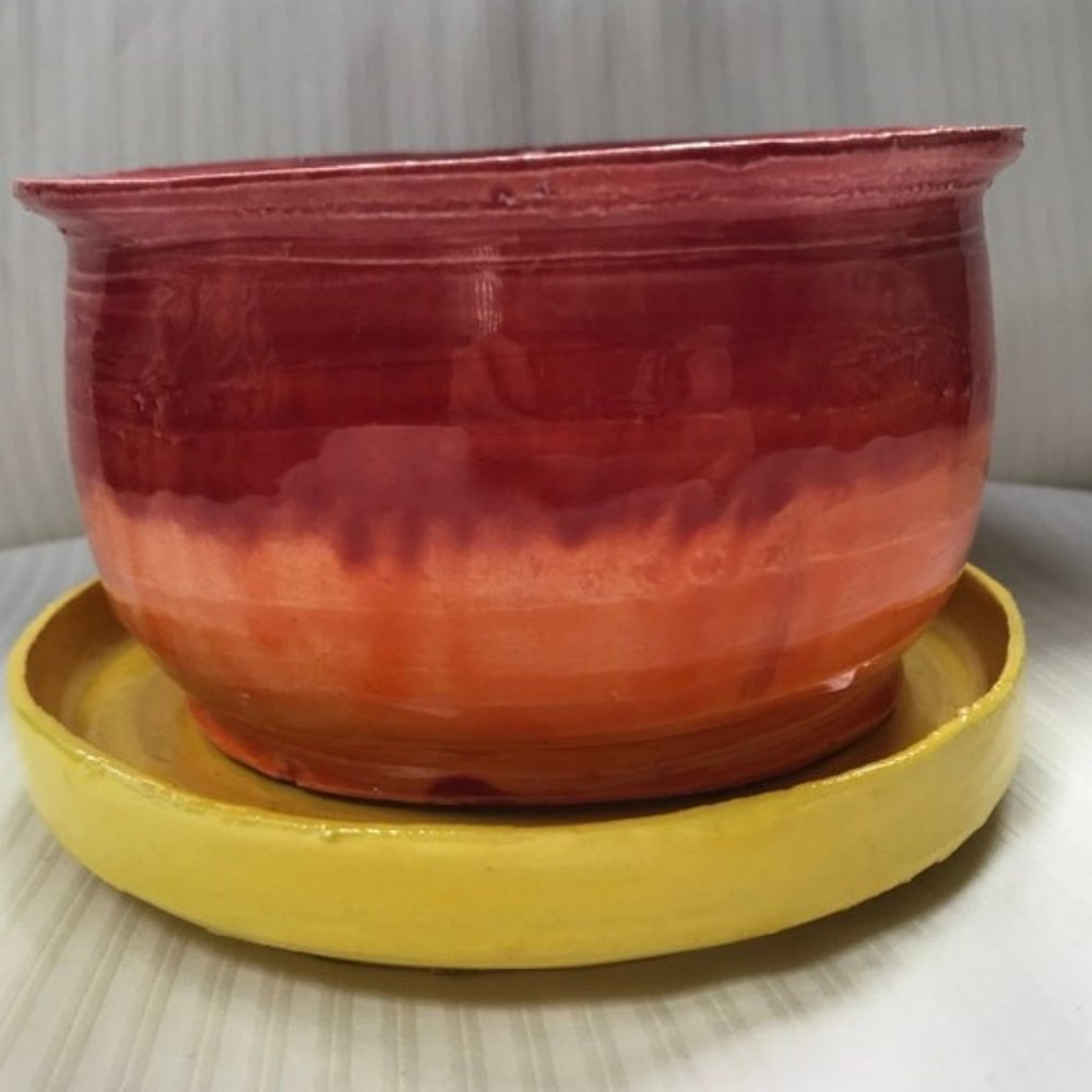 Fire Planter Bowl and Plate Set
